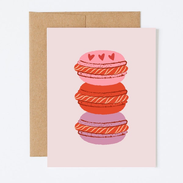 Macaron Valentine's Day Card, Dessert Valentine's Cards, Love Greeting Card, Valentine's Notecard, Anniversary Card for Wife,