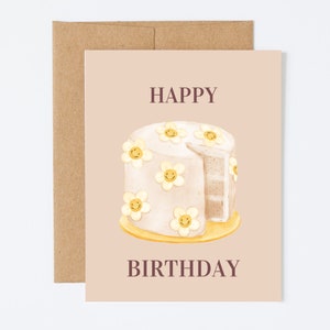 Carte d'anniversaire smiley marguerite, gâteau d'anniversaire, carte de voeux d'anniversaire, carte d'anniversaire pour enfant, friandises d'anniversaire, carte de joyeux anniversaire
