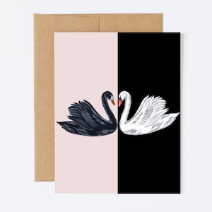 Schwan Grußkarte, Galentines Tageskarte, Elegante Grußkarte, Schwan Notecard, Galentines Tageskarte, Jahrestagskarte, schwarzer Schwan Geschenk, Schwanensee