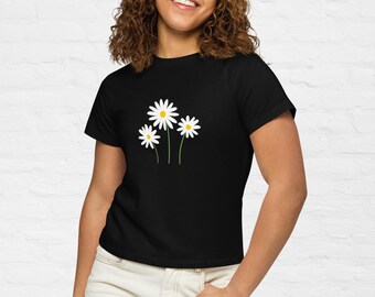 Camiseta de algodón de cintura alta: camiseta de punto jersey peinado suave