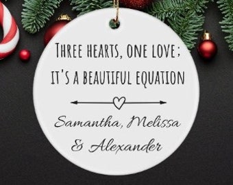 Throuple ornament, gift ideas for, throuples, couples, polyamory, polyamorous, relationships, christmas present, cute gifts, lgbtq