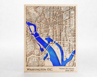 Custom Military Duty Station Wood Map | Personalized PCS Gift, Retirement Keepsake