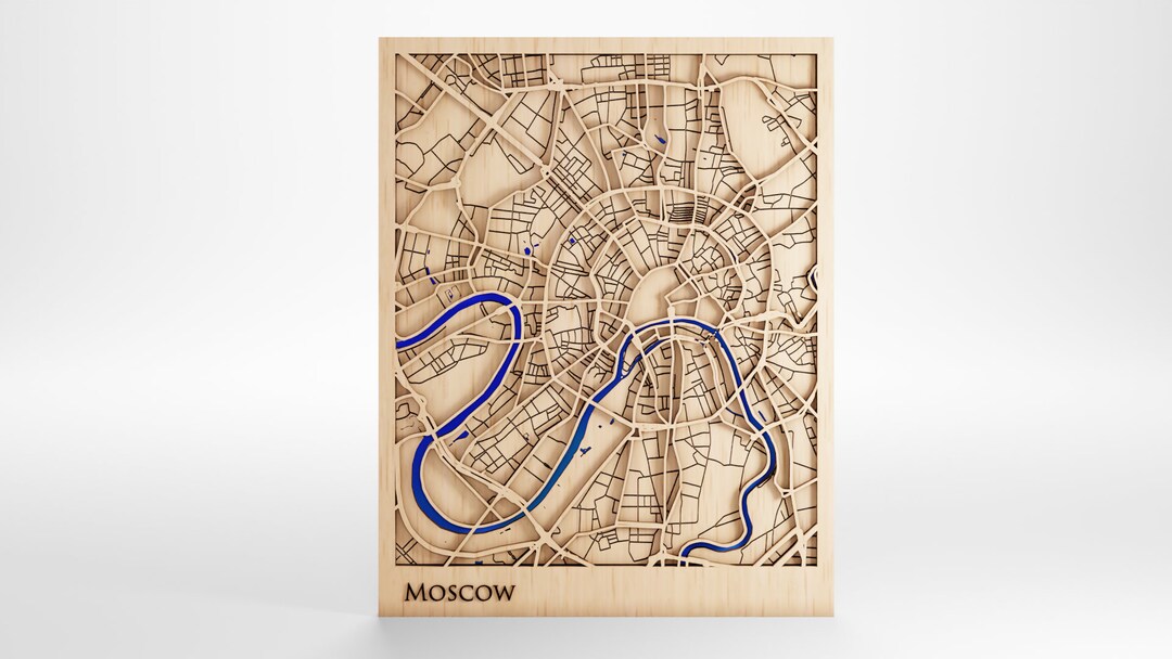 Mosco Frame Moscow Map Custom Message Premium Wood Laser Cut Includes Frame - Etsy