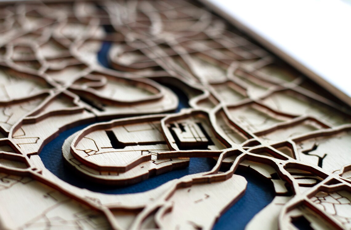 Paris Wood Map - Custom Message - Laser Cut - Includes Frame - Etsy