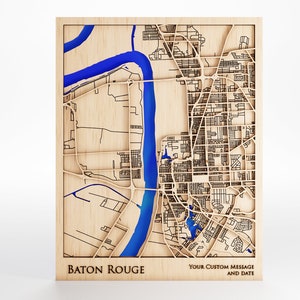 Baton Rouge Wood Map – Custom Engraved, Framed Laser Cut Art - Etsy