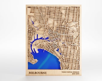 Melbourne Wood Map – Custom Laser Cut City Art with Frame