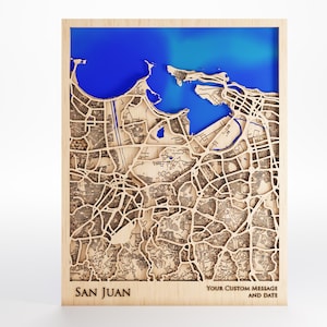 San Juan Wood Map - Custom Message - Laser Cut - Includes Frame
