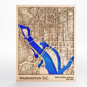 Washington D.C. - Message personnalisé - Découpé au laser - Cadre inclus