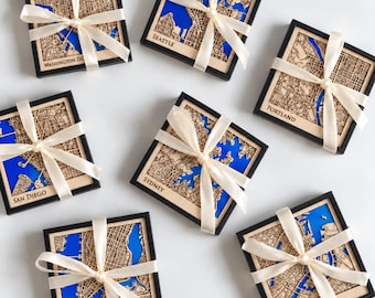 Custom Miniature Wood Map, Mini 4x4 Personalized Map Gift