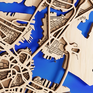 Boston Holz Karte Benutzerdefinierte Nachricht Premium Holz Laser geschnitten inklusive Rahmen Bild 2