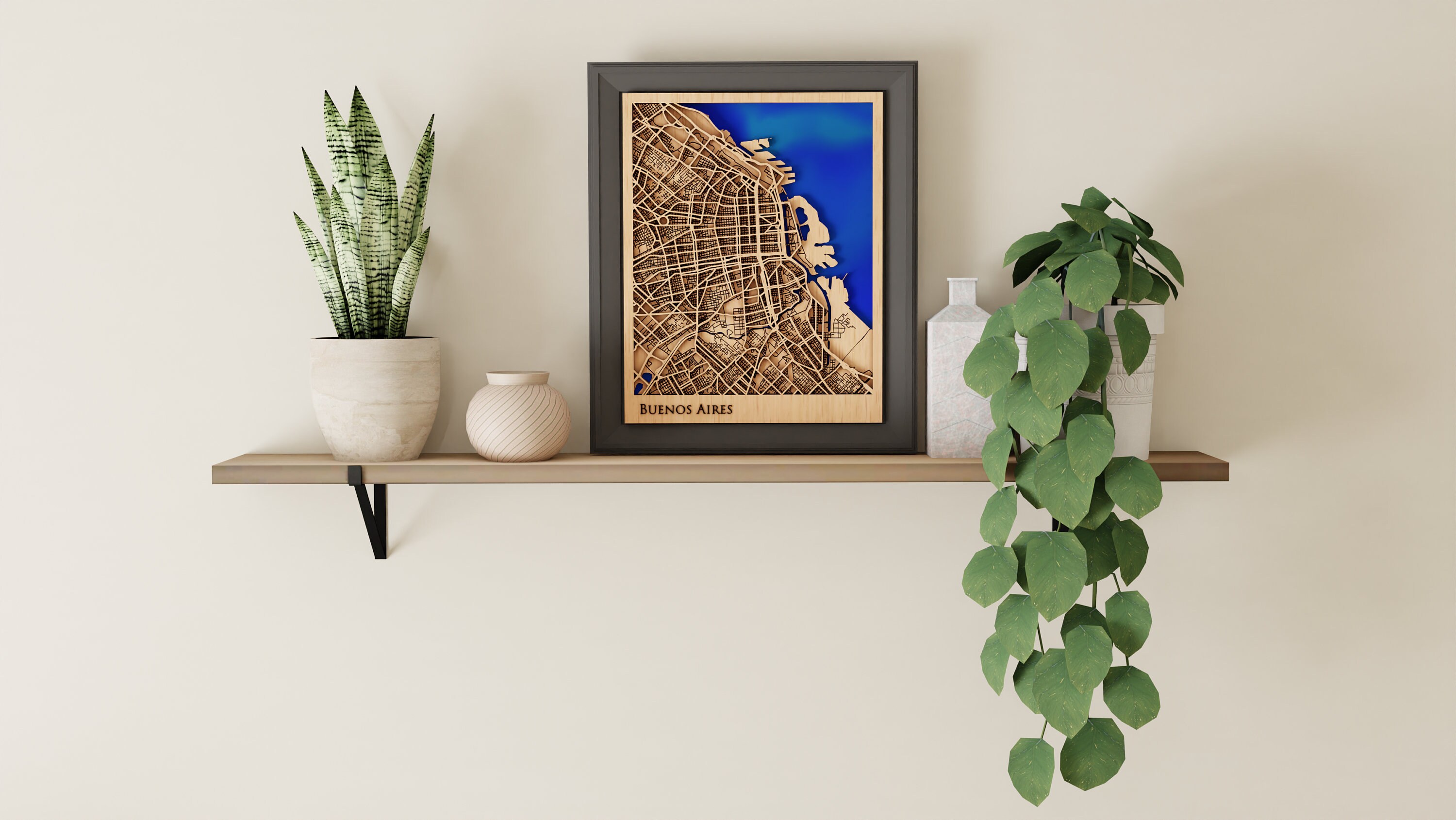Buenos Aires Wood Map - Custom Message - Laser Cut - Includes Frame - Etsy