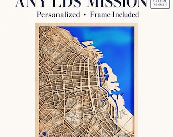 Personalized LDS Mission Map – Missionary Farewell & Homecoming Gift, Custom 3D Wood Map, Framed