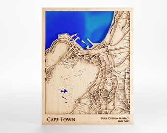 Cape Town Wood Map Art – Laser Cut, Personalized Gift
