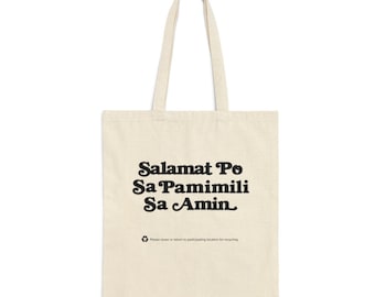 Filipino 'Salamat Po' Graphic Cotton Canvas Tote Bag