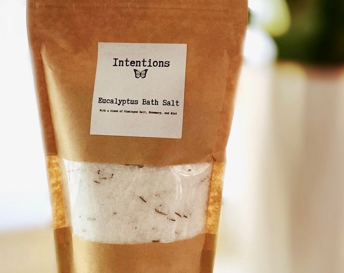 All-Natural  | 13 oz Eucalyptus Bath Salt  | with Himalayan Salt, Rosemary, and Mint | Pure Essential Oils | Made Local in Oklahoma