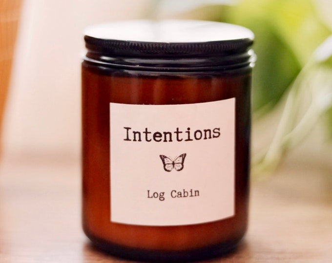 14oz Log Cabin with | Organic Beeswax | and 100% Pure-Essential Oils | Hand-poured and Local in Oklahoma City | Non-Tox