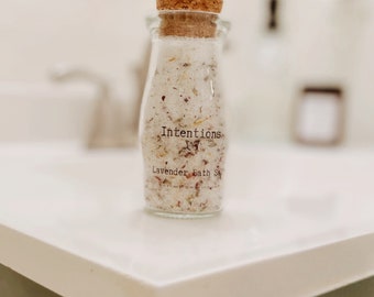 7oz | All-Natural | Non-Toxic |Lavender Bath Salts with Rose and Calendula | 100% Pure Essential Oils | Herbs | Handmade in Austin, Texas