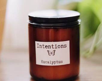 14oz Eucalyptus Beeswax Candle made with | Organic Beeswax | and 100% Pure-Essential Oils | Hand-poured and Local in Oklahoma City | Non-Tox