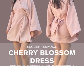 Cherry Blossom Dress Pattern / Wrap dress / Kimono style dress