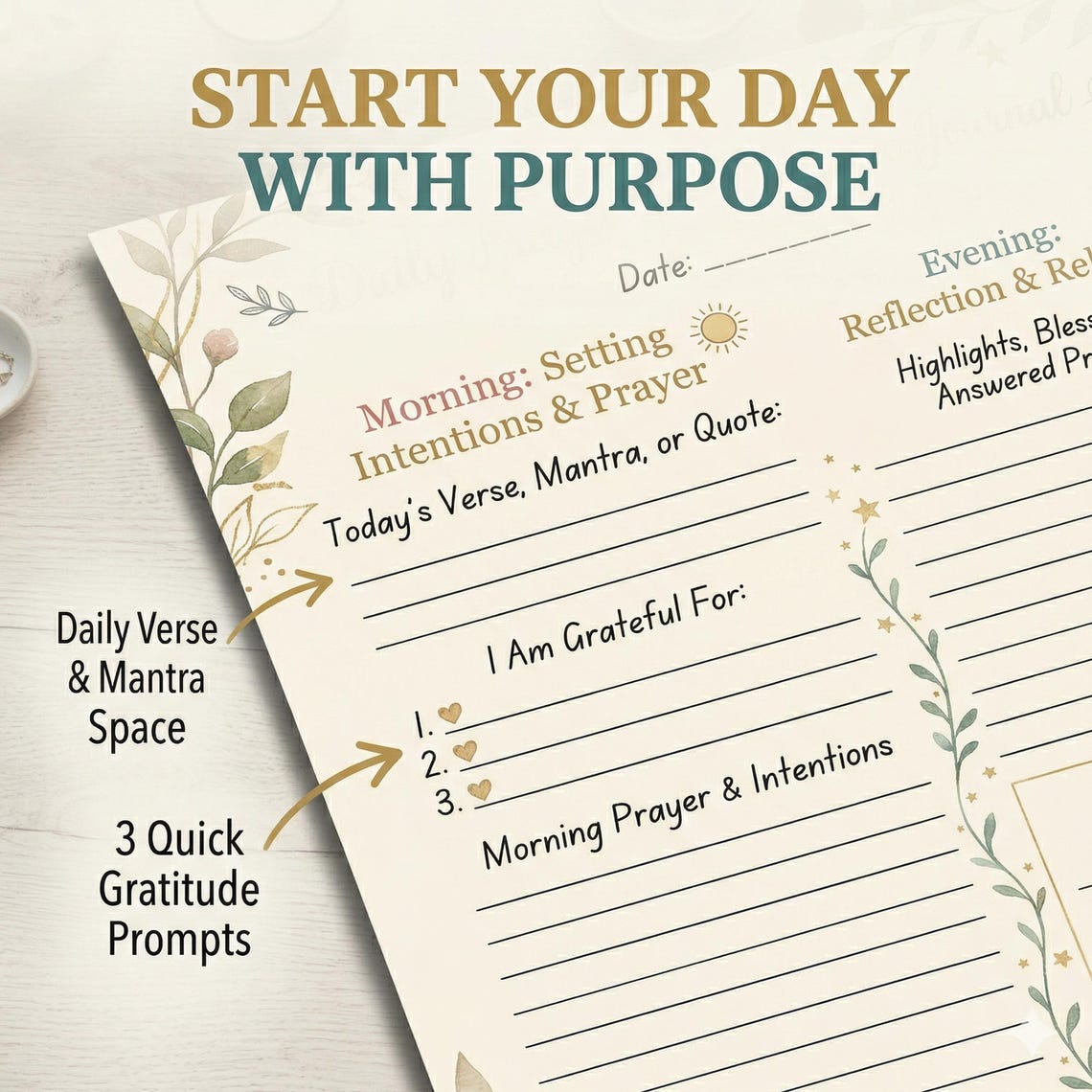 Daily Prayer and Gratitude Journal | A4 Printable Devotional Planner ...