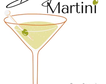 Impresión de cóctel Dirty Martini de 8 x 10 pulgadas
