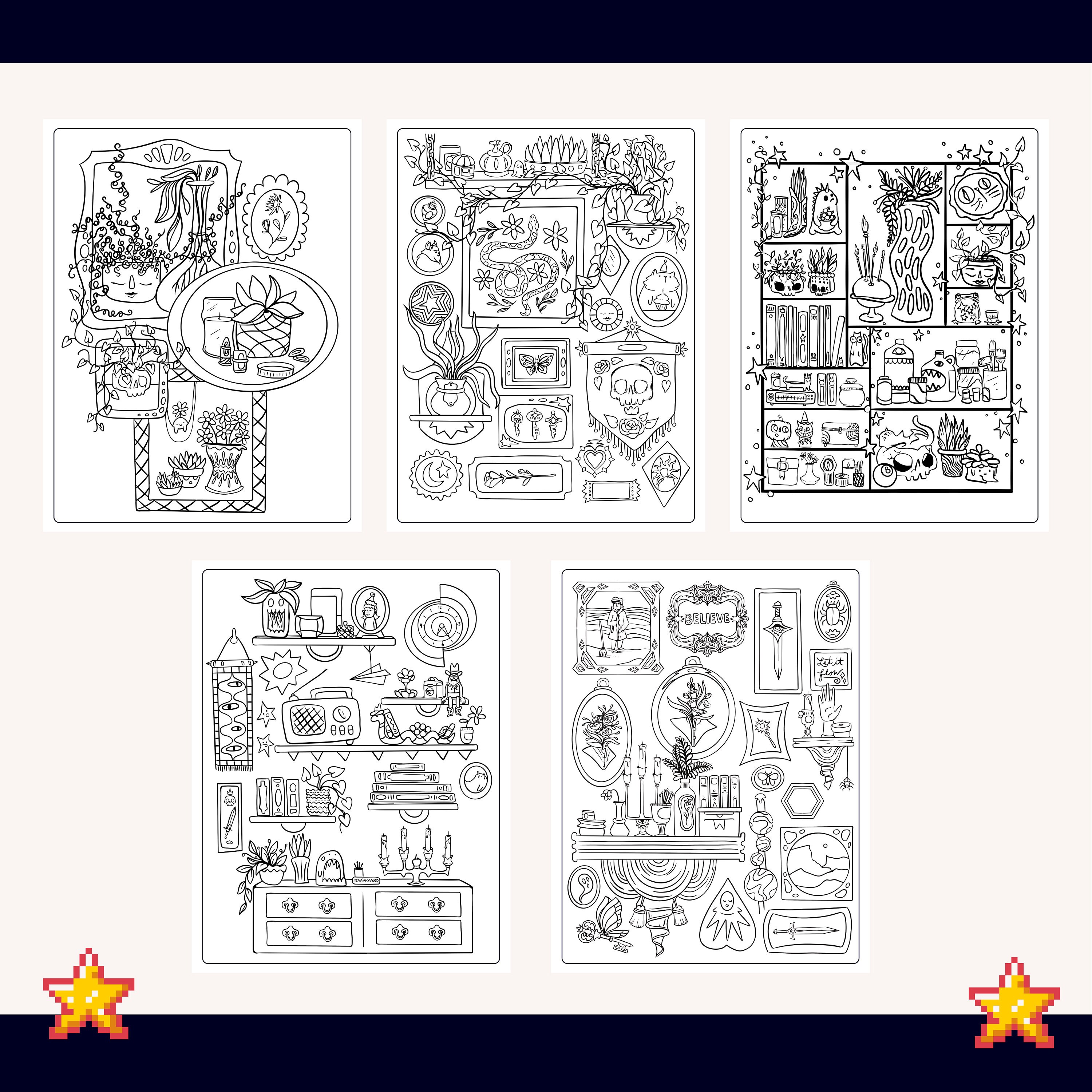 Cozy Adult Coloring Pages, Simple Plant Coloring, Download and Print