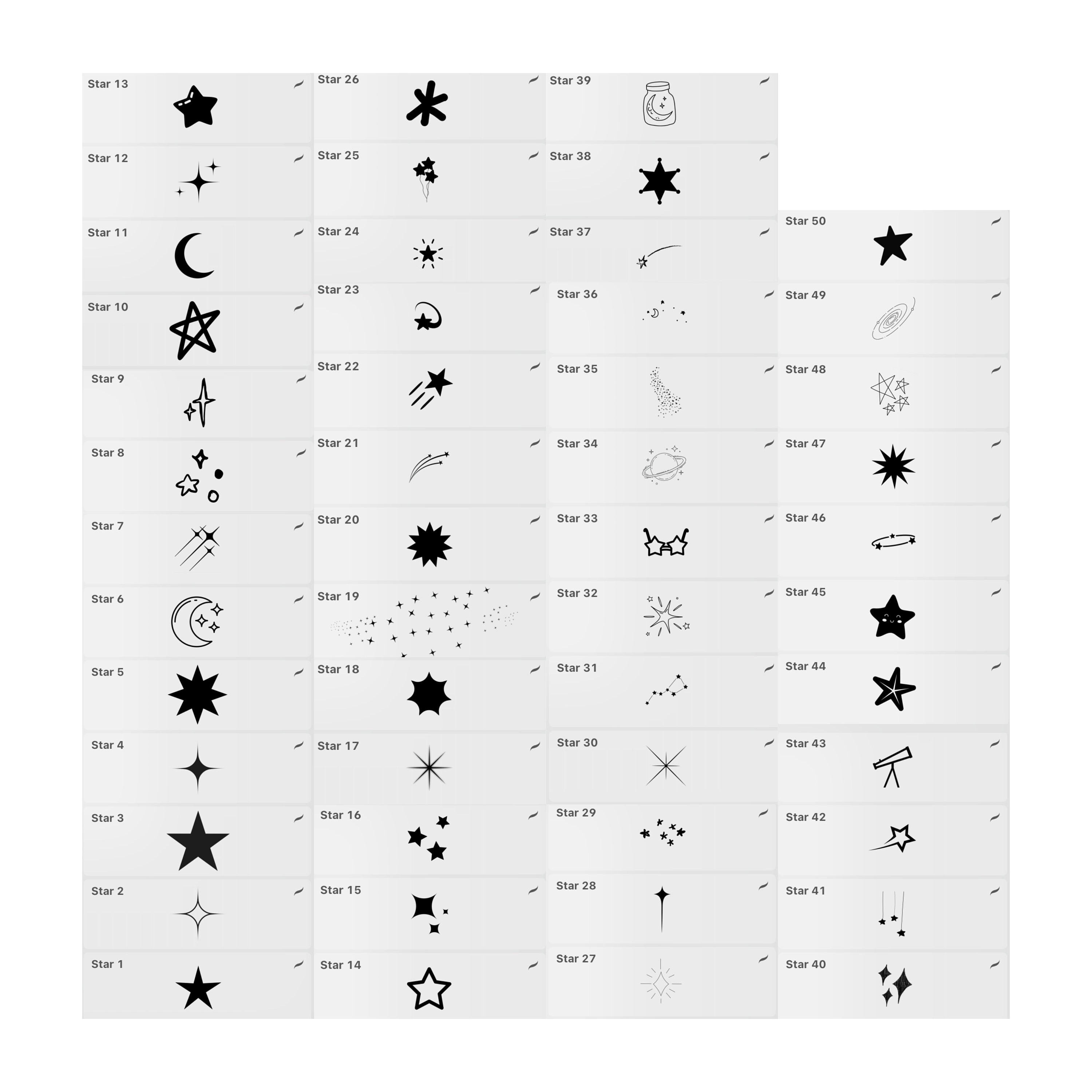 50 Procreate Star Stamps and Brushes, Sparkle Glitter Instant Download ...