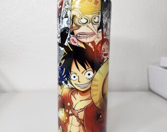 One Piece Themed Tumbler /Insulated Stainless Steel 20 oz. Skinny Tumbler with Lid and Straw