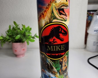 Jurassic park Tumbler - Insulated Stainless Steel 20 oz. Skinny Tumbler with Lid and Straw