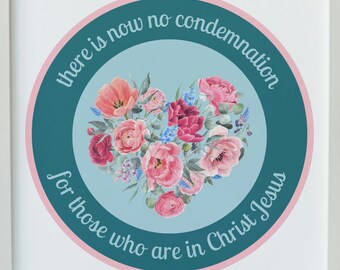Romans 8:1 Wall Art | Christian Scripture Printable (Digital Download)