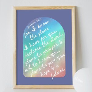 For I Know the Plans I Have For You - Jeremiah 29:11 Digital Print | Bible Verse Wall Art | Originally Designed Downloadable Poster