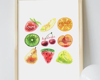 Fruits of the Spirit Digital Print | Galatians 5:22-23 Scripture Art | Christian Kids Room Decor