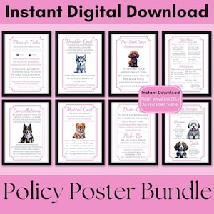 Dog Grooming Policy Poster Bundle Dog Groomer Policies Pack Grooming Salon Start up Grooming Flyers Instant Digital Download