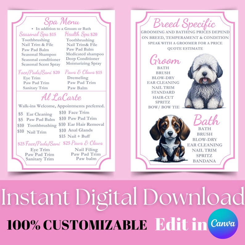 Dog Grooming Policy Poster Bundle Dog Groomer Policies Pack Grooming