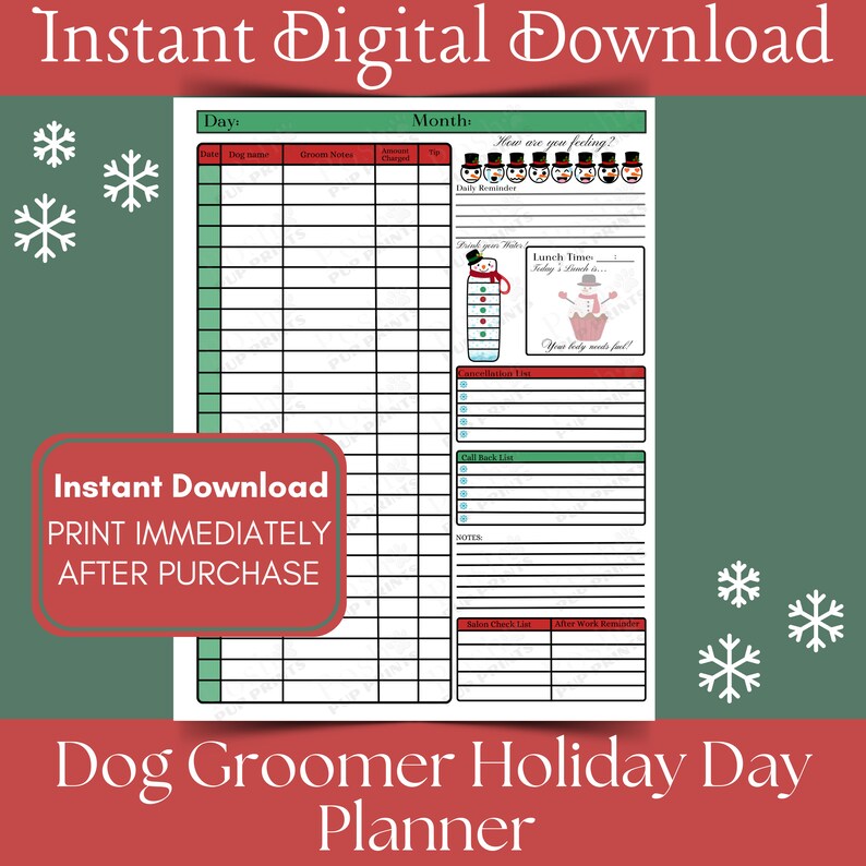 Dog Groomer Day Planner Christmas Bundle 5 Dog Tracker for Dog Groomers