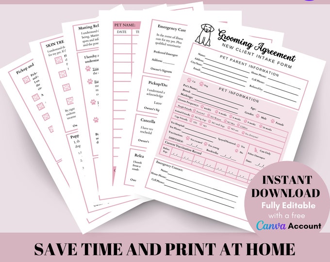 Dog Grooming Business Forms, Client Information Form Template, Grooming ...