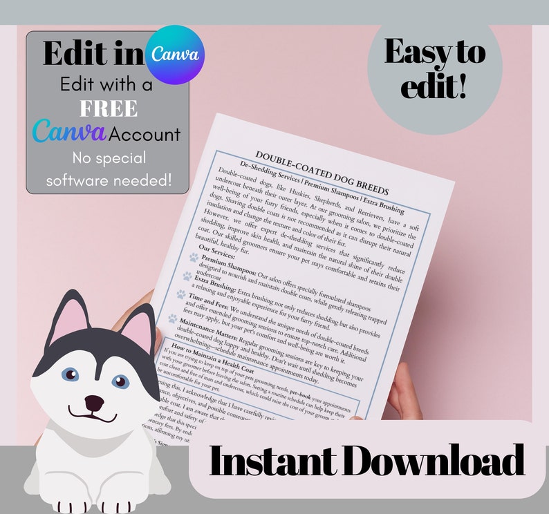 Doublecoated Dog Breed Form, Grooming Waivers, Extrabrushing