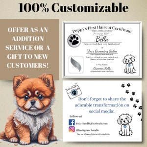 Puppy’s First Groom Certificate, Puppys First Haircut Something to Celebrate, perfect for Groomers and Dog Lovers Instant Digital Download