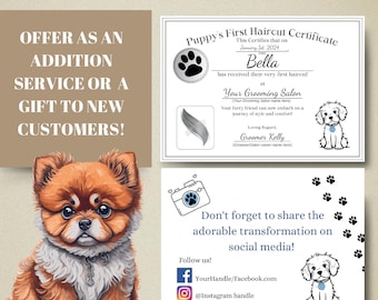 Certificado de Primeiro Banho e Tosa do Filhote, Lembrança do Salão de Beleza para Animais de Estimação (Download Digital)