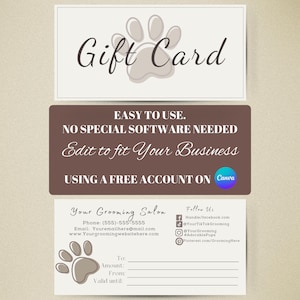 Certificado de regalo de salón de peluquería canina, vale de novio de perro 100% personalizable, descarga digital instantánea