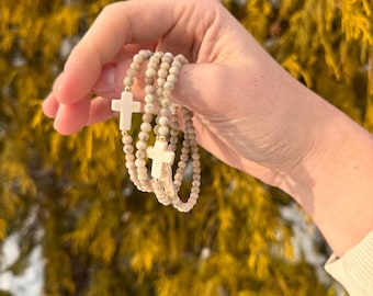 Gemstone Cross Bracelet -Grey