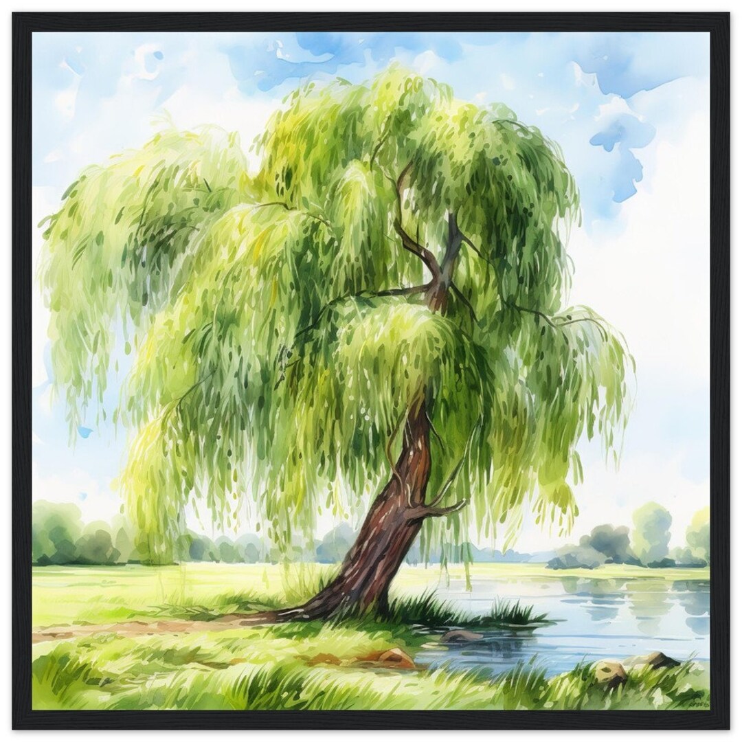 Willow Tree Wall Print, Wooden Framed Rustic Art, Perfect for Home