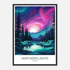 Iceland Northern Lights Poster, Stunning Aurora Borealis Print, Great for Office Decoration, Unique Birthday Gift