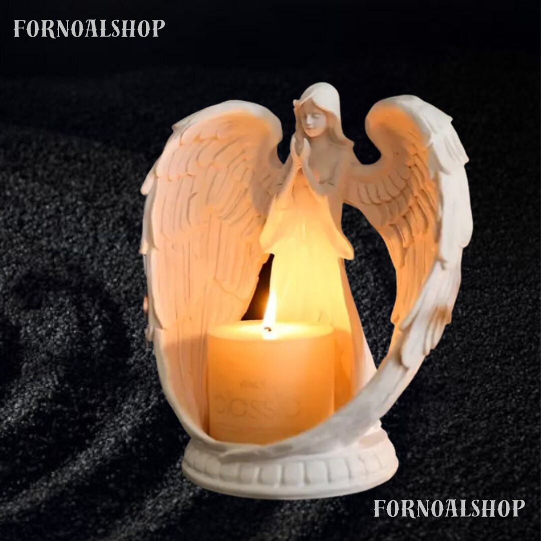 Praying Angel Candle Holder Pure White Wing Angel Candle Etsy