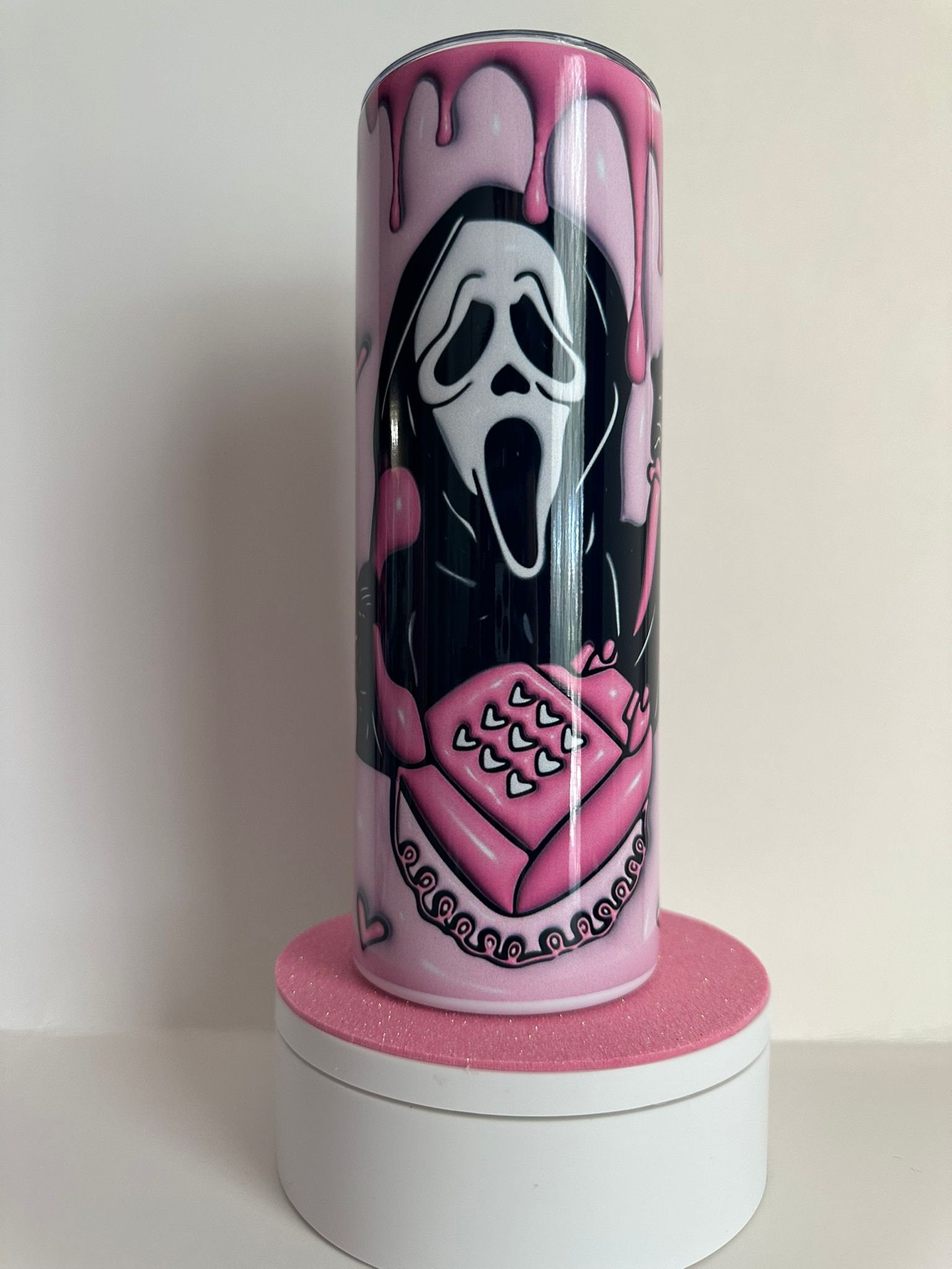 Ghost Face Pink straw topper