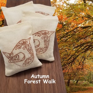 Autumn Forest Walk Scented Sachets - Set of 4 Air Freshener Wedding Party Favor Housewarming Office Gift Stocking Stuffer