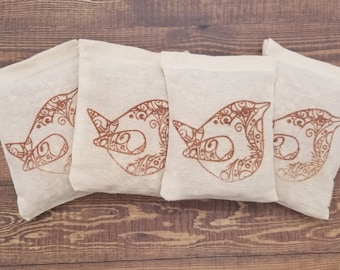 Eucalyptus & Spearmint Scented Sachets - Set of 4 Air Freshener Party Favor Housewarming Smell Good Office or Thank You Gift