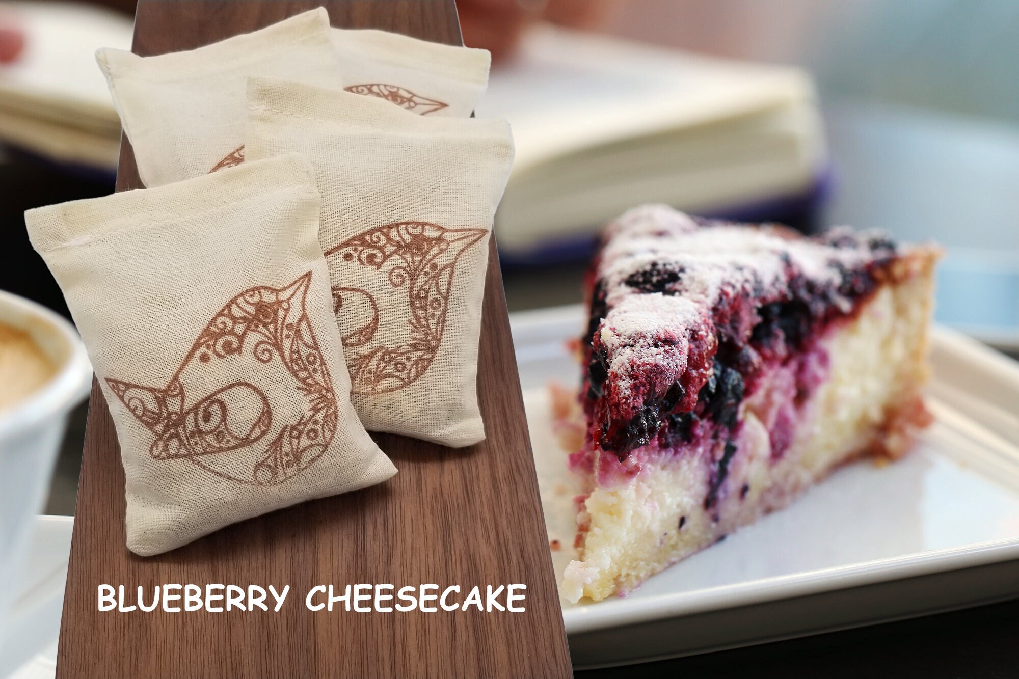 Blueberry Cheesecake Scented Sachets Set of 4 Air Freshener Aroma Party Favor Housewarming Office Gift