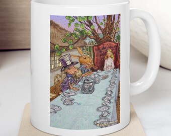 Alice and the Tea Party,  Classic Arthur Rackham Illustration Mug, gift for artist, art lover, art teacher, art student, tea cup, coffee cup