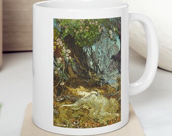 Titania Sleeping - Arthur Rackham Classic Illustration Mug, great gift for artist, art lover, art teacher, art student, tea cup, coffee cup